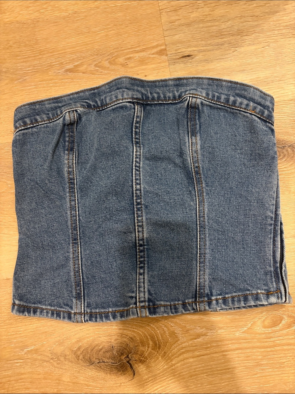 Abercrombie & Fitch Blue Denim Strapless Corset Top